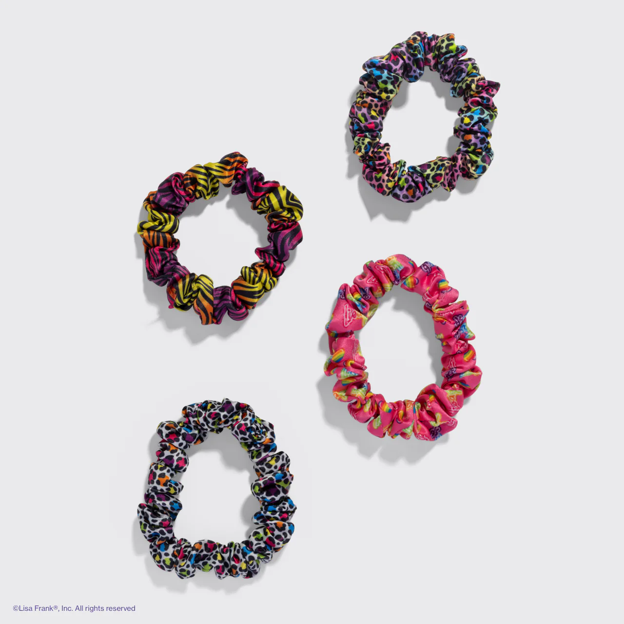 Lisa Frank x Kitsch Ruched Satin Scrunchies in Rainbow Leopard - Image 6